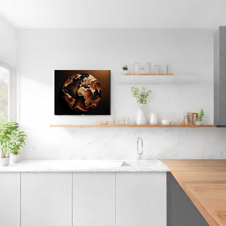 Diamond Painting - Weltkarte in Braun auf Schwarz