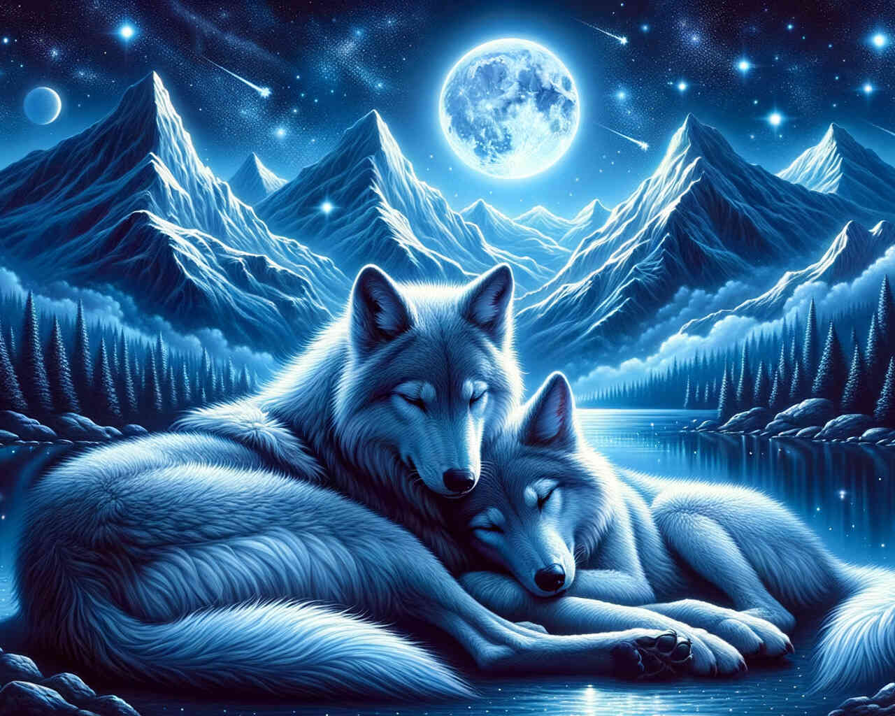 Diamond Painting - Wolfspaar schmust