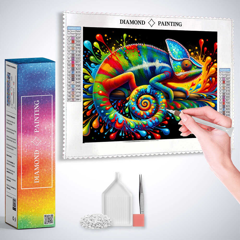Diamond Painting - Chamäleon Splash, bunt