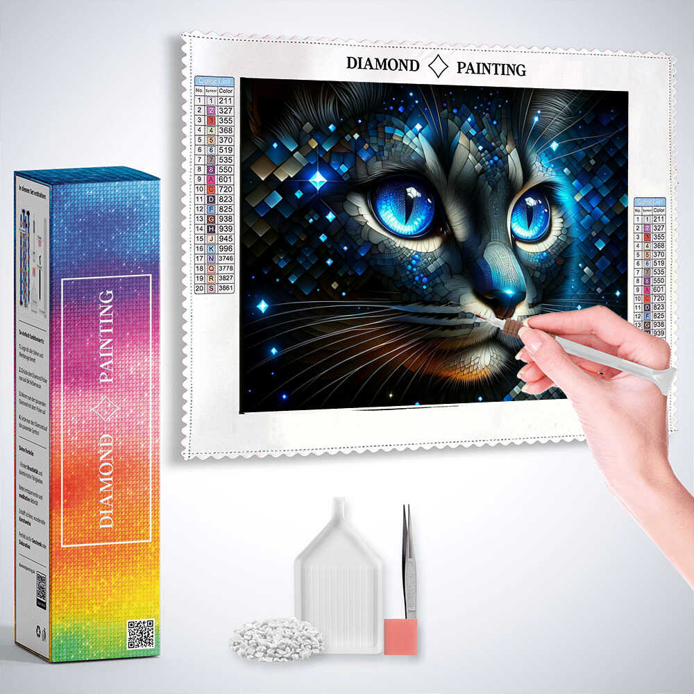 Diamond Painting - Katze mit Blauen Augen
