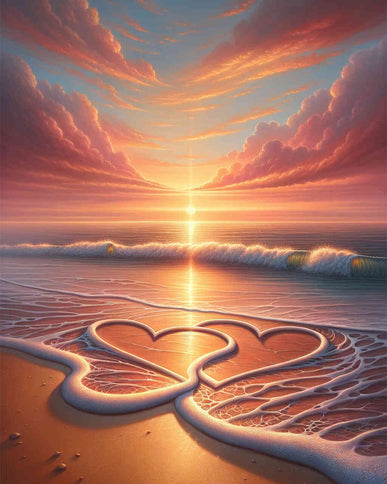 Diamond Painting - Zwei Herzen am Strand