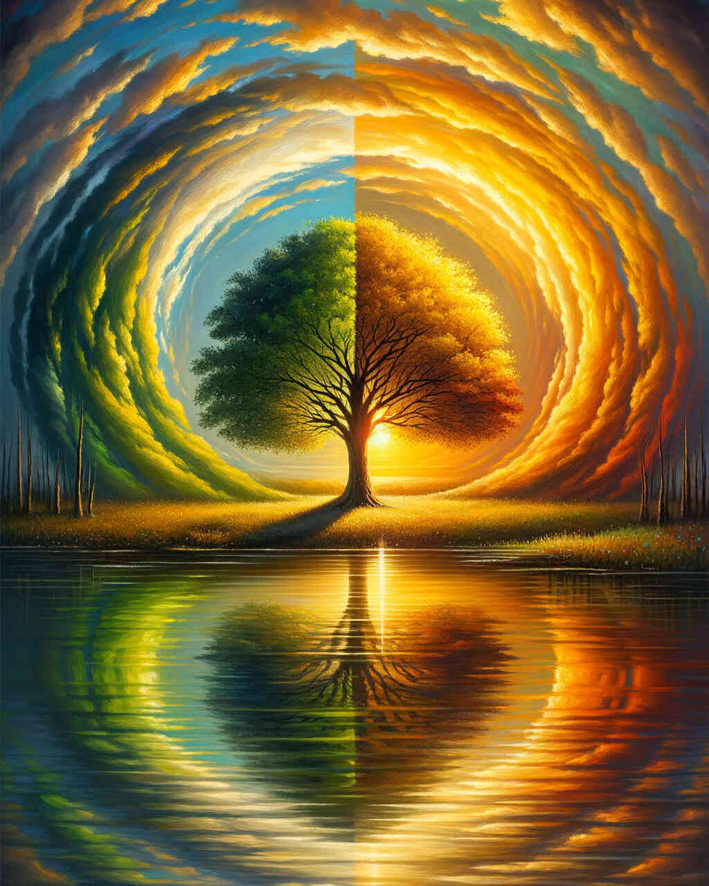 Diamond Painting - Jahreszeiten Baum, Sonne