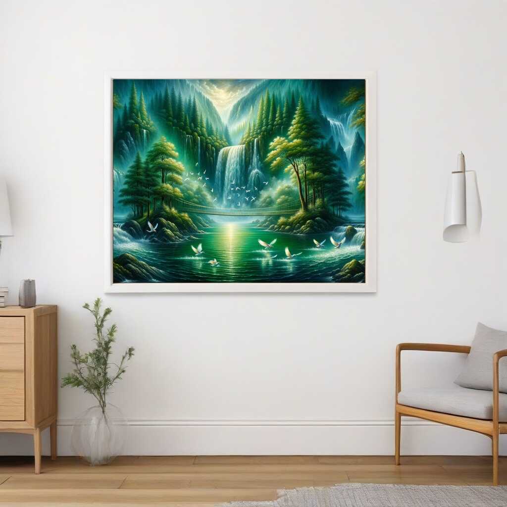 Diamond Painting - Hängebrücke, Wasserfall