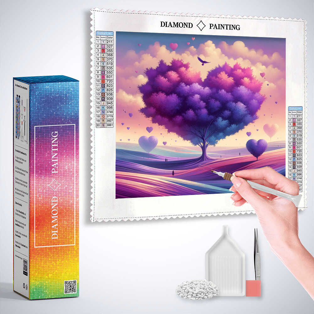 Diamond Painting - Herzbaum Lila