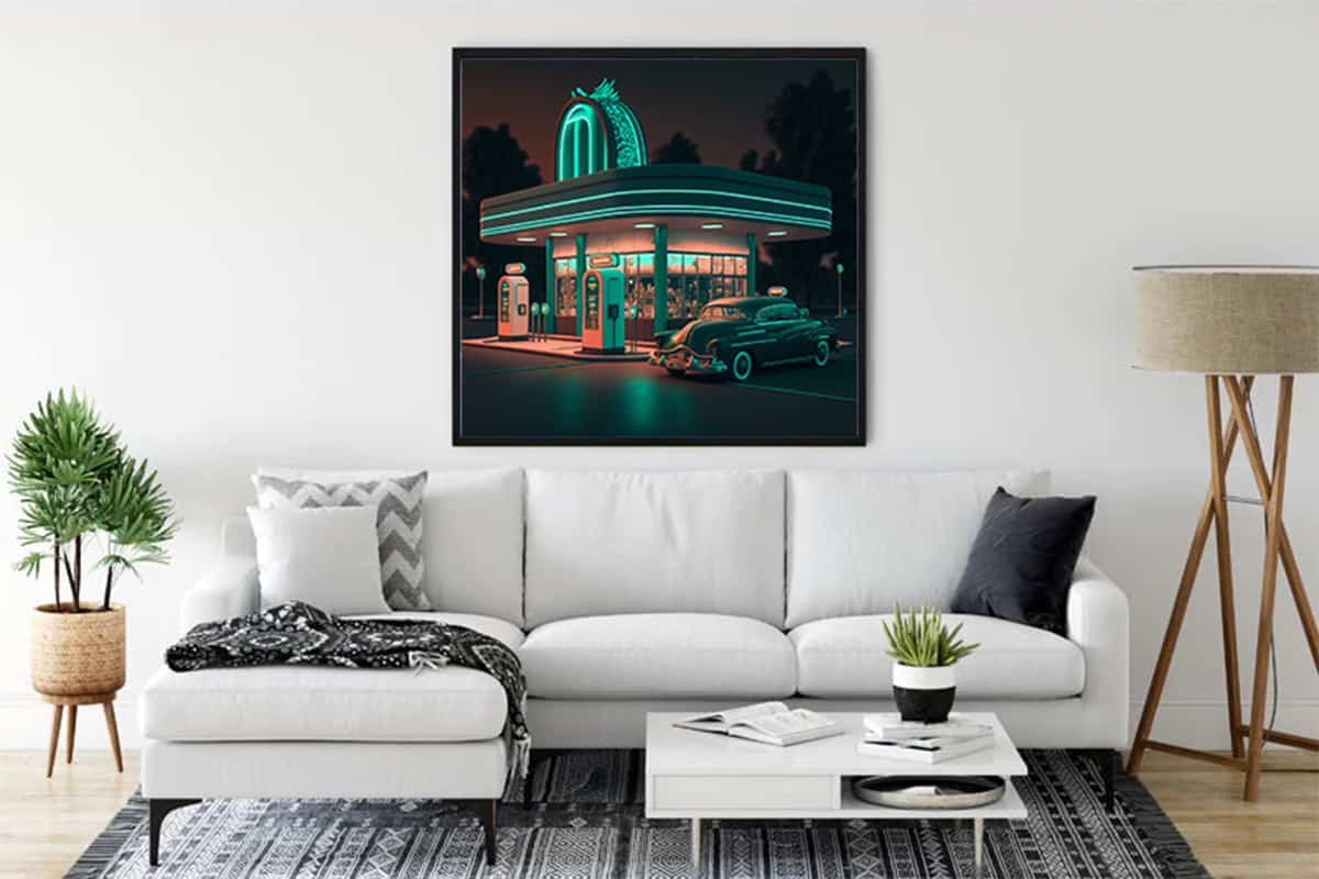 Diamond Painting - Chromglanz der 50er - gedruckt in Ultra-HD - Auto, Neu eingetroffen, Quadratisch, Retro, Route 66