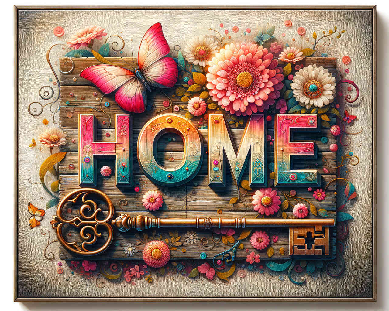 Diamond Painting - Home Holz mit Schlüssel