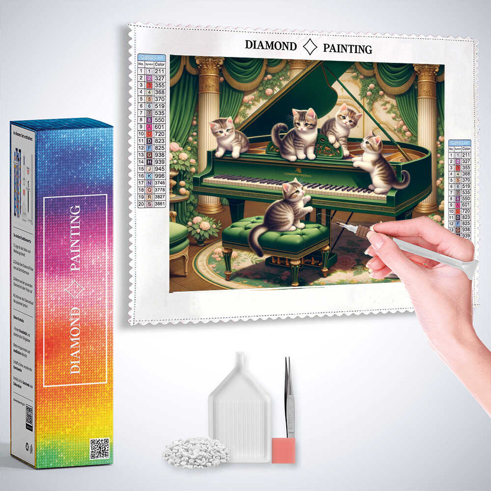 Diamond Painting - Klavier Katzen