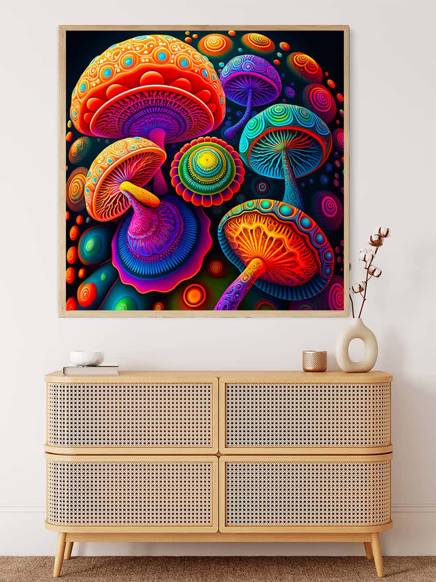 AB Diamond Painting - Zauberpilze Abstrakt - gedruckt in Ultra-HD - AB Diamond, Abstrakt, Neu eingetroffen, Pilze, Quadratisch, Wald
