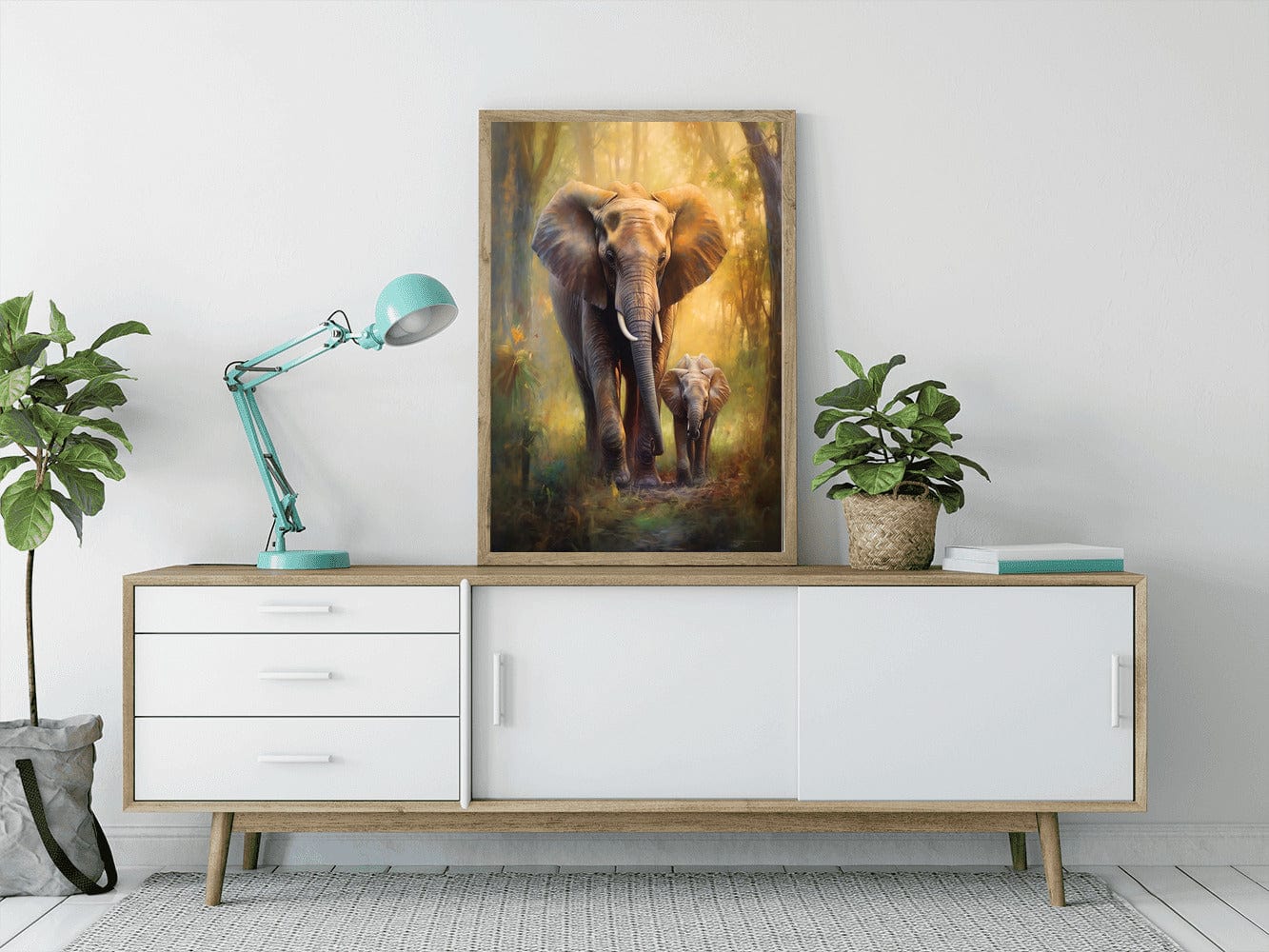 Diamond Painting - Elefant mit Kalb, Wald