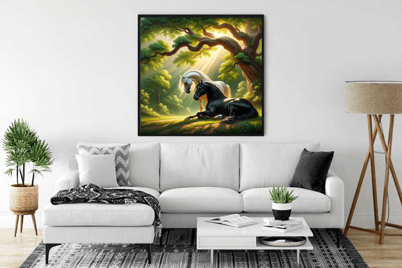 Diamond Painting - Pferde unter dem Baum