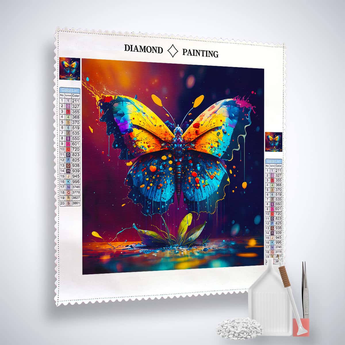 Diamond Painting - Schmetterling auf Wasser - gedruckt in Ultra-HD - Neu eingetroffen, Quadratisch, Schmetterling, Tiere