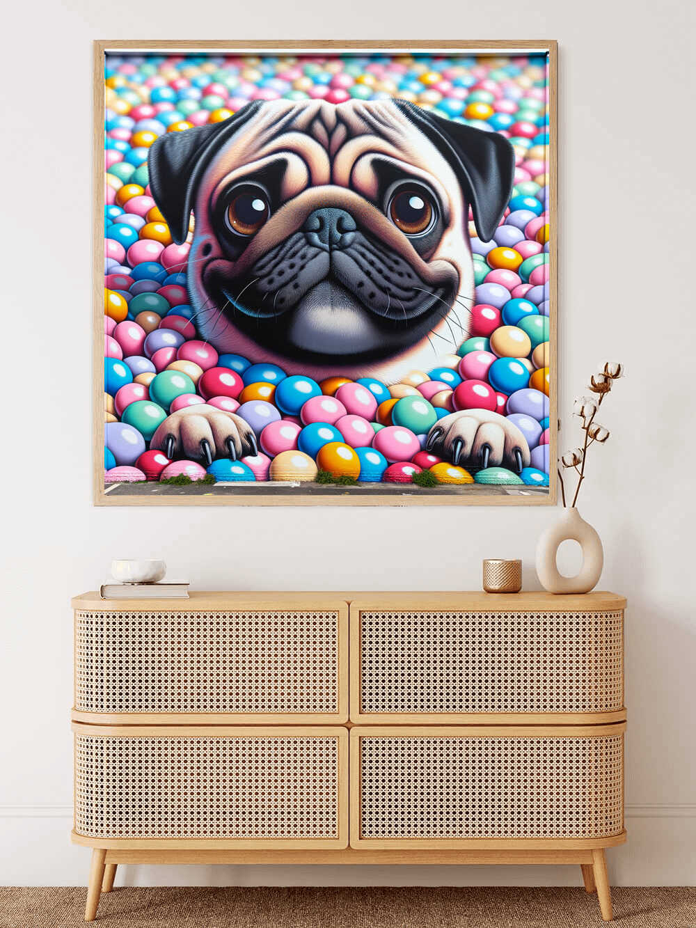 Diamond Painting - Mops in Bonbon Bad