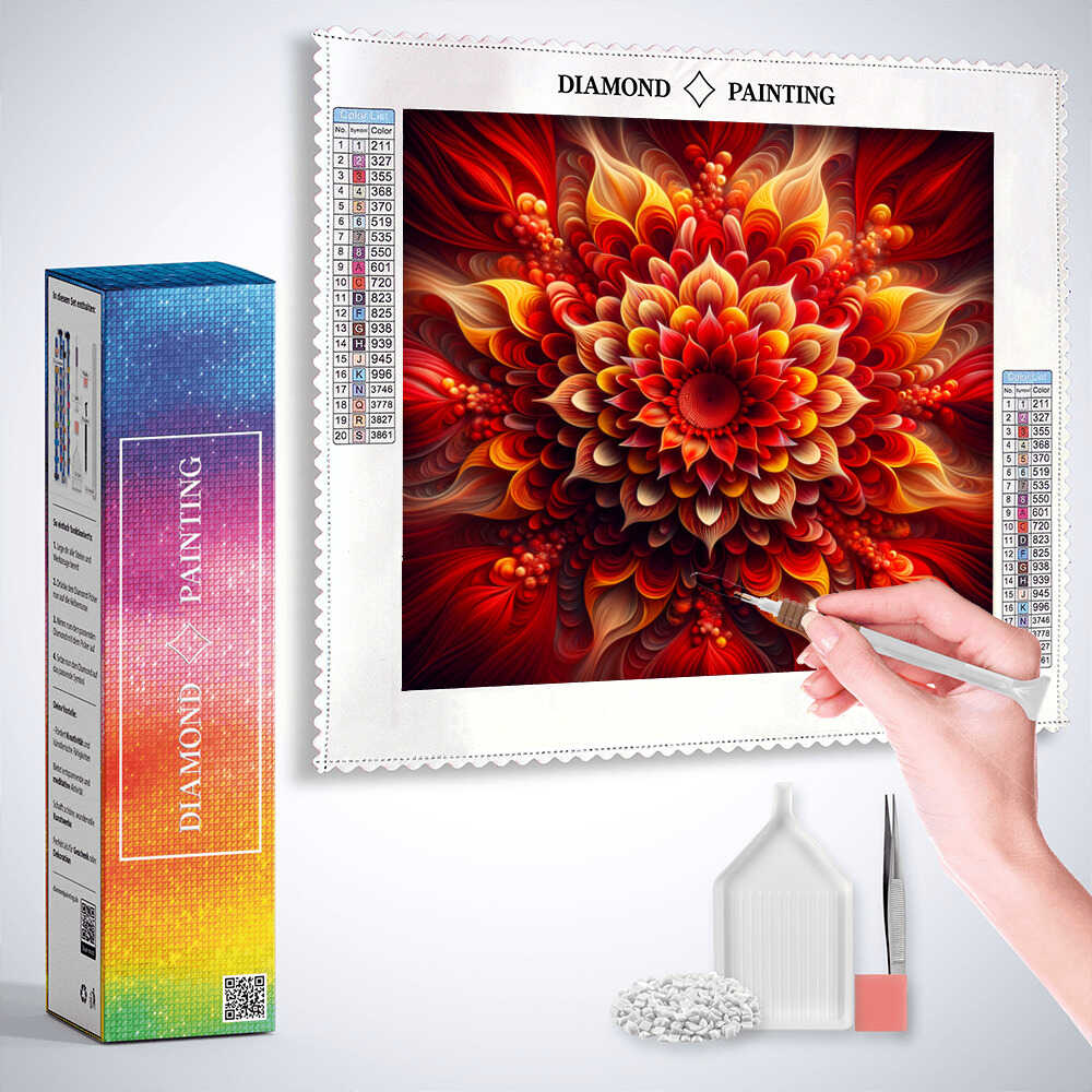 Diamond Painting - Mandala rote Blume