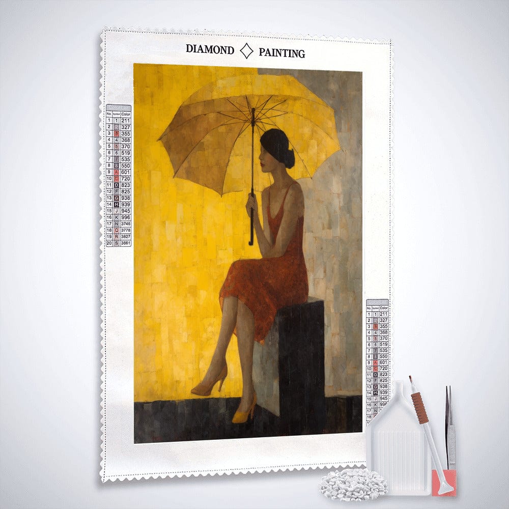 Diamond Painting - Gelber Regenschirm