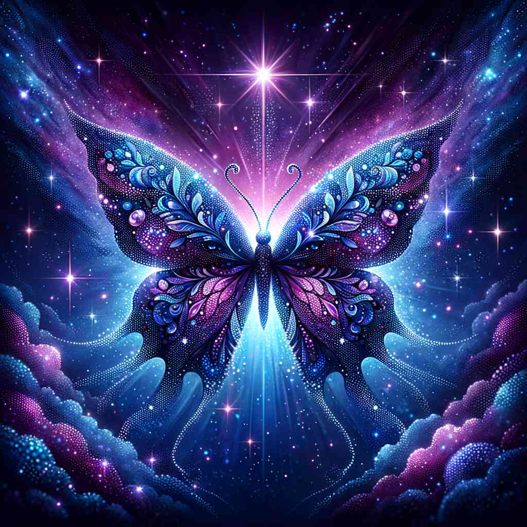 Diamond Painting - Lila leuchtender Schmetterling