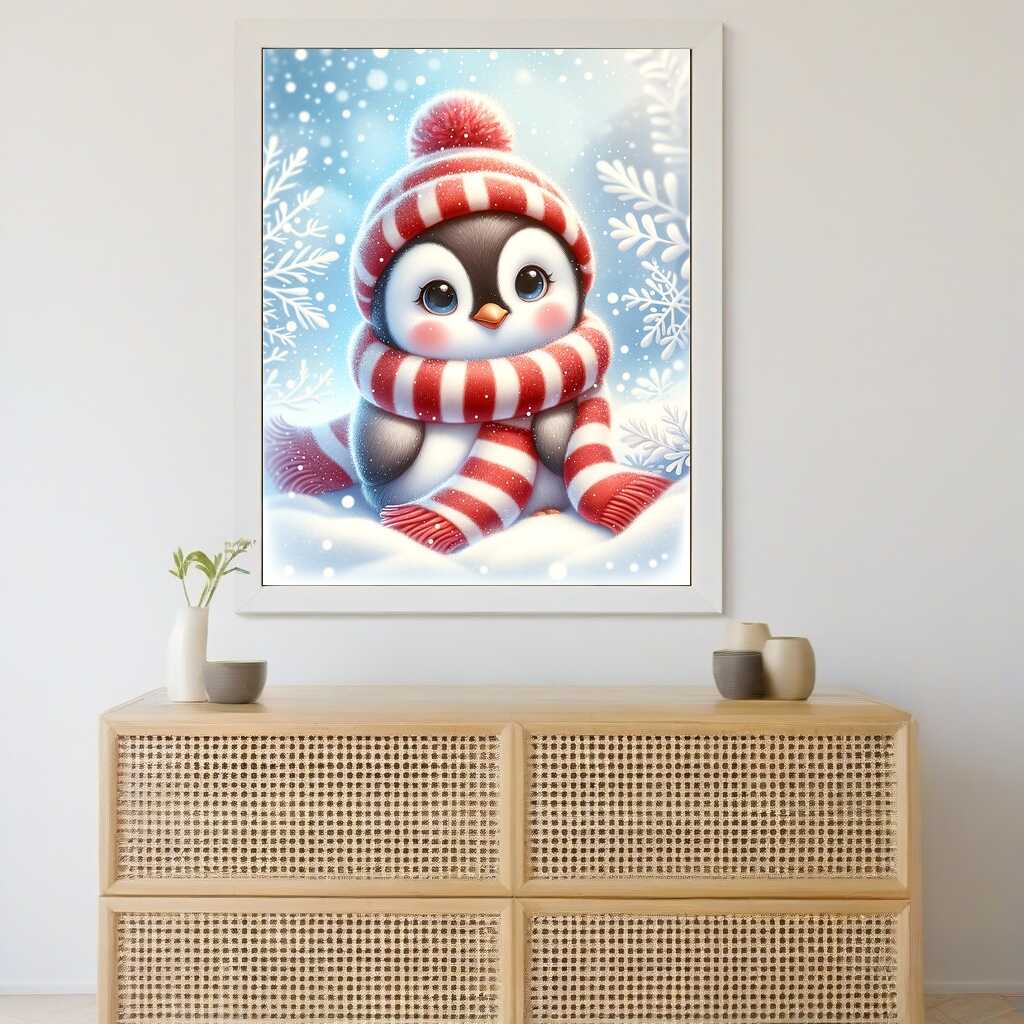 Diamond Painting - Pinguin mit Schal