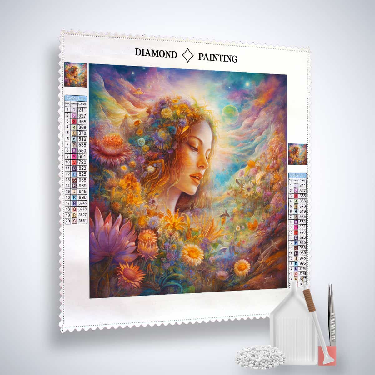 Diamond Painting - Blumenmädchen im Garten - gedruckt in Ultra-HD - bekannte künstler, Josephine Wall, Neu eingetroffen, Quadratisch
