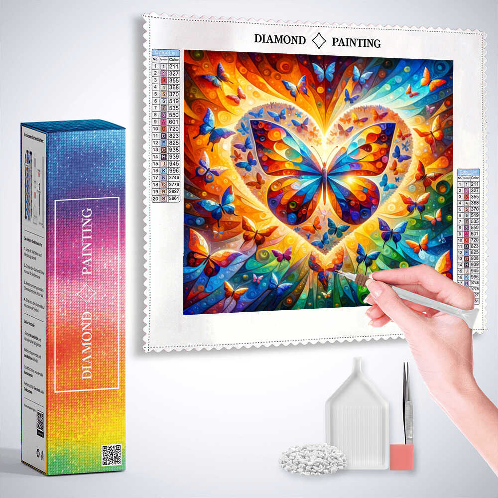 Diamond Painting - Schmetterling Herz abstrakt