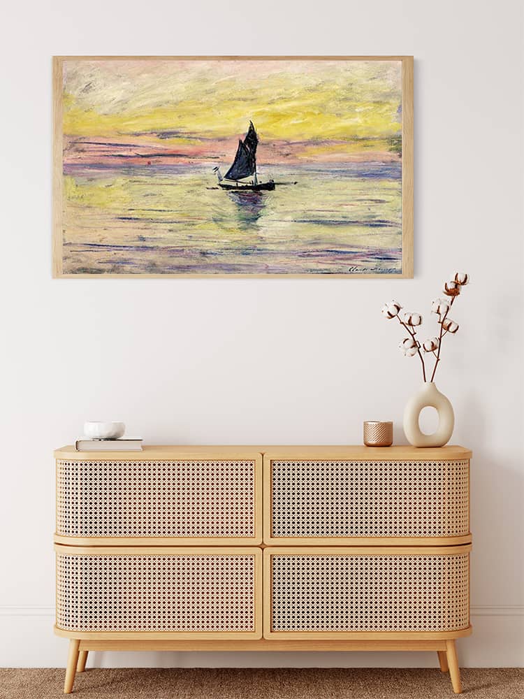 Claude Monet, Das Segelboot - gedruckt in Ultra-HD - bekannte künstler, horizontal, Meer, schiffe