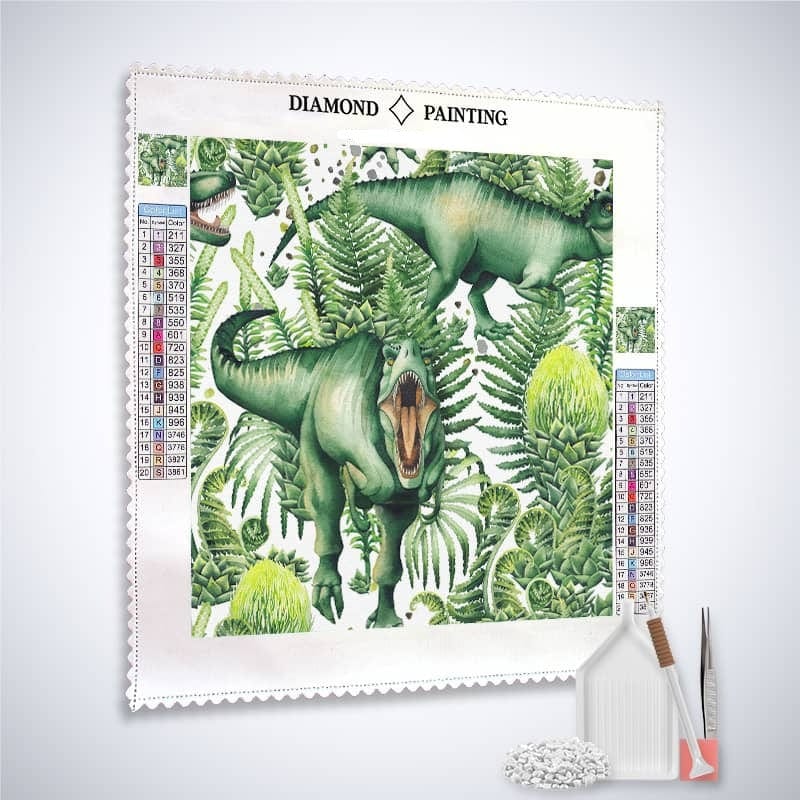 Diamond Painting - Urwald Dinosaurier - gedruckt in Ultra-HD - dinosaurier, Quadratisch