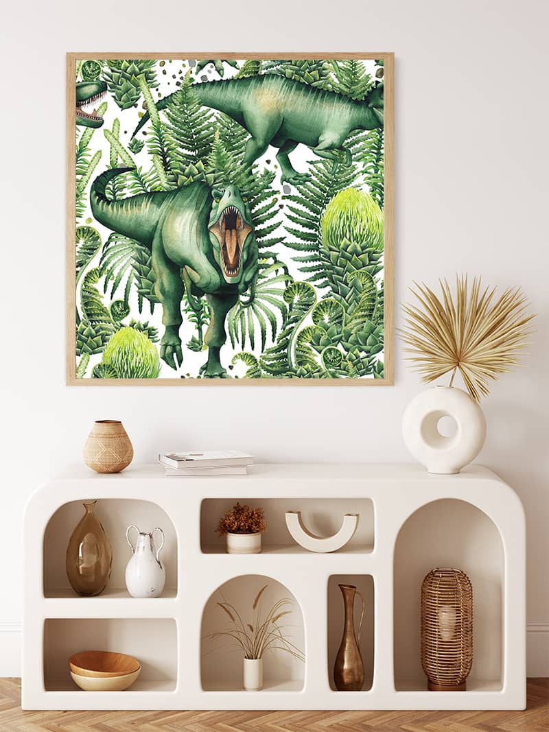 Diamond Painting - Urwald Dinosaurier - gedruckt in Ultra-HD - dinosaurier, Quadratisch