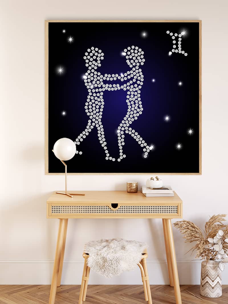 Diamond Painting - Sternzeichen Zwilling - gedruckt in Ultra-HD - Quadratisch, sternzeichen