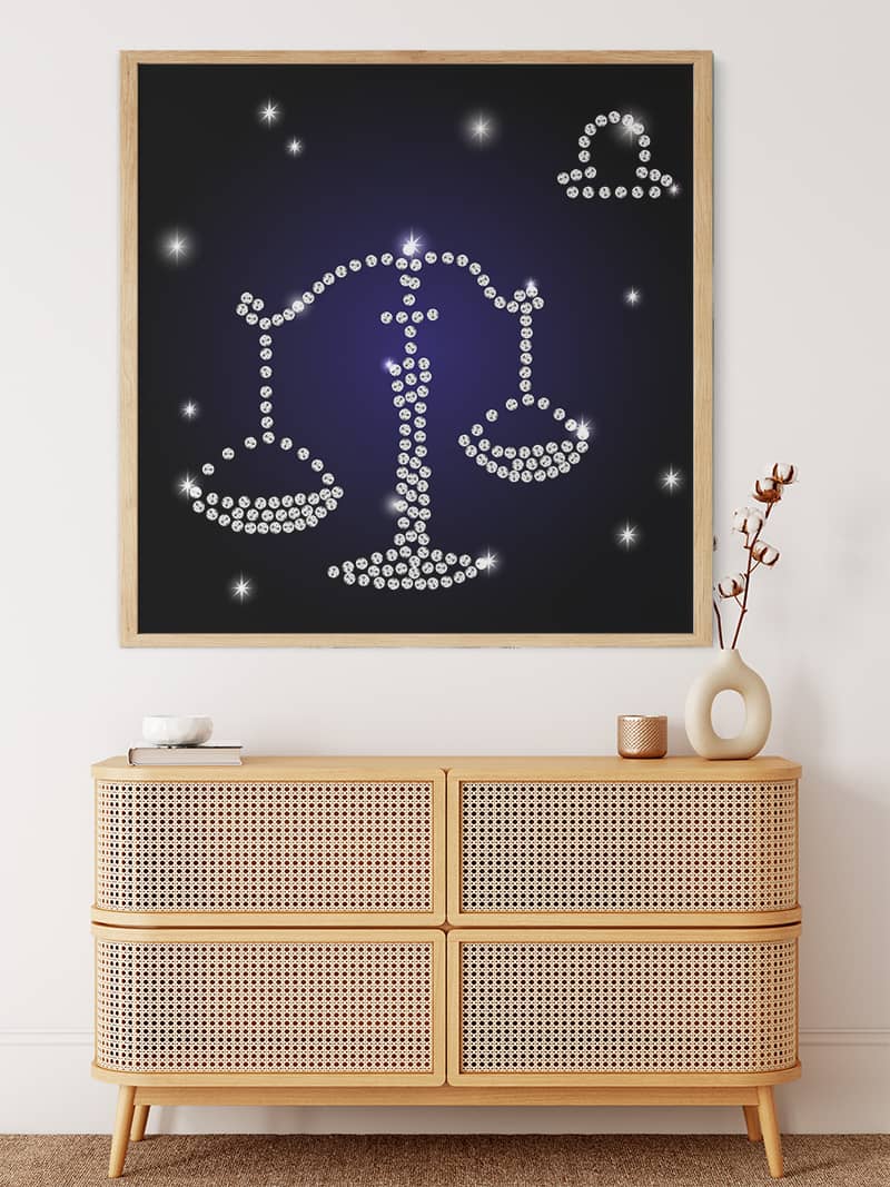 Diamond Painting - Sternzeichen Waage - gedruckt in Ultra-HD - Quadratisch, sternzeichen