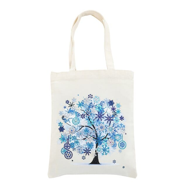 Diamond Painting - Stofftasche, Blauer Baum - gedruckt in Ultra-HD - stofftasche