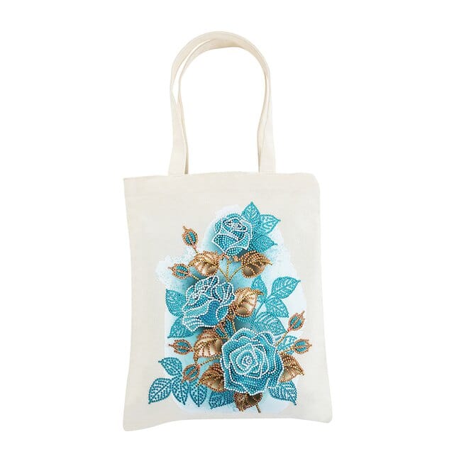 Diamond Painting - Stofftasche, Blaue Rosen - gedruckt in Ultra-HD - stofftasche