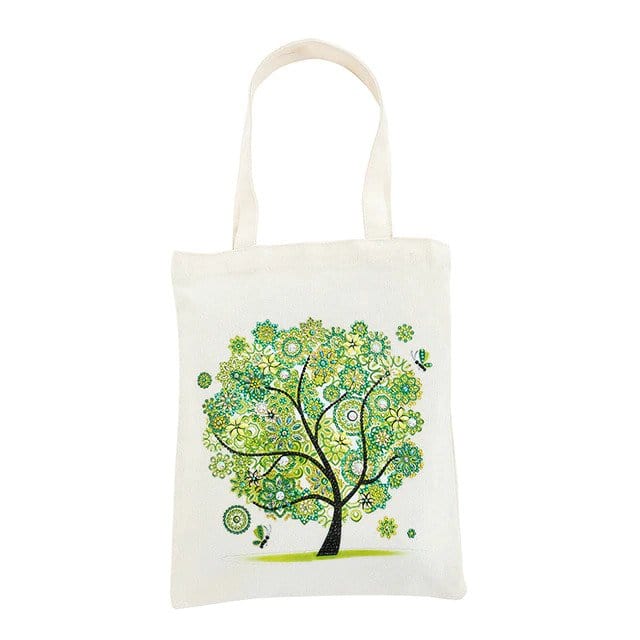 Diamond Painting - Stofftasche, Grüner Baum - gedruckt in Ultra-HD - stofftasche