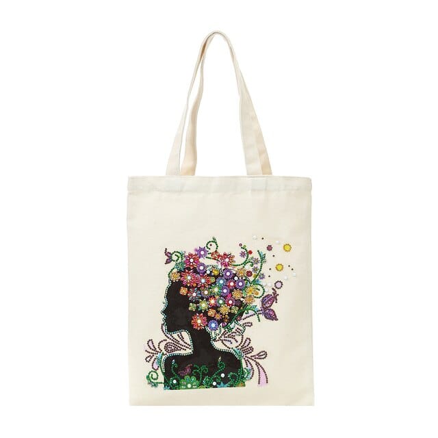 Diamond Painting - Stofftasche, Blumenhaar - gedruckt in Ultra-HD - stofftasche