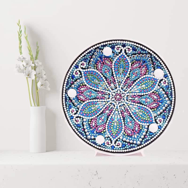 Diamond Painting - Runde LED Lampe, Blume - gedruckt in Ultra-HD - RundeLEDLampe
