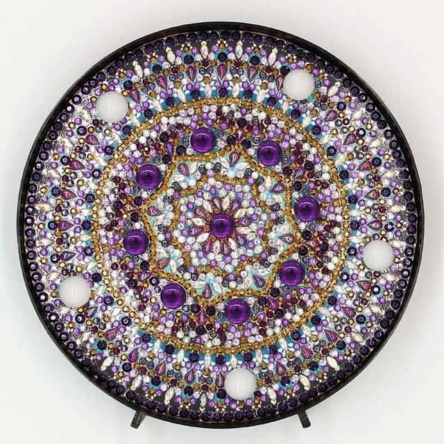 Diamond Painting - Runde LED Lampe, Mandala Lila - gedruckt in Ultra-HD - RundeLEDLampe