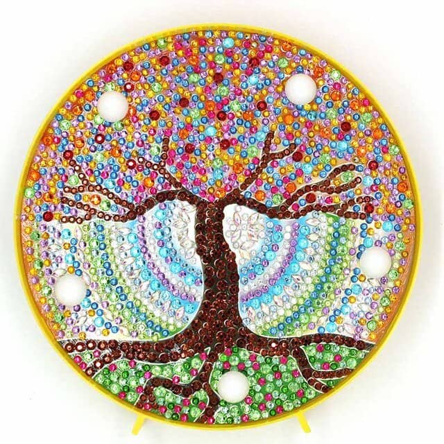Diamond Painting - Runde LED Lampe, Baum - gedruckt in Ultra-HD - RundeLEDLampe