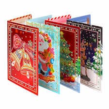 Diamond Painting Karten - 4 Stück Weihnachtsgrüße - gedruckt in Ultra-HD - karten