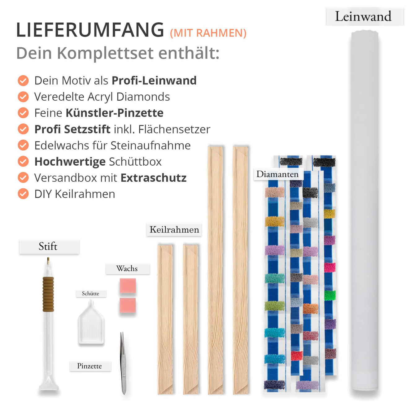Diamond Painting 5 teilig - Mondphasen im Sternenhimmel - gedruckt in Ultra-HD - multi5