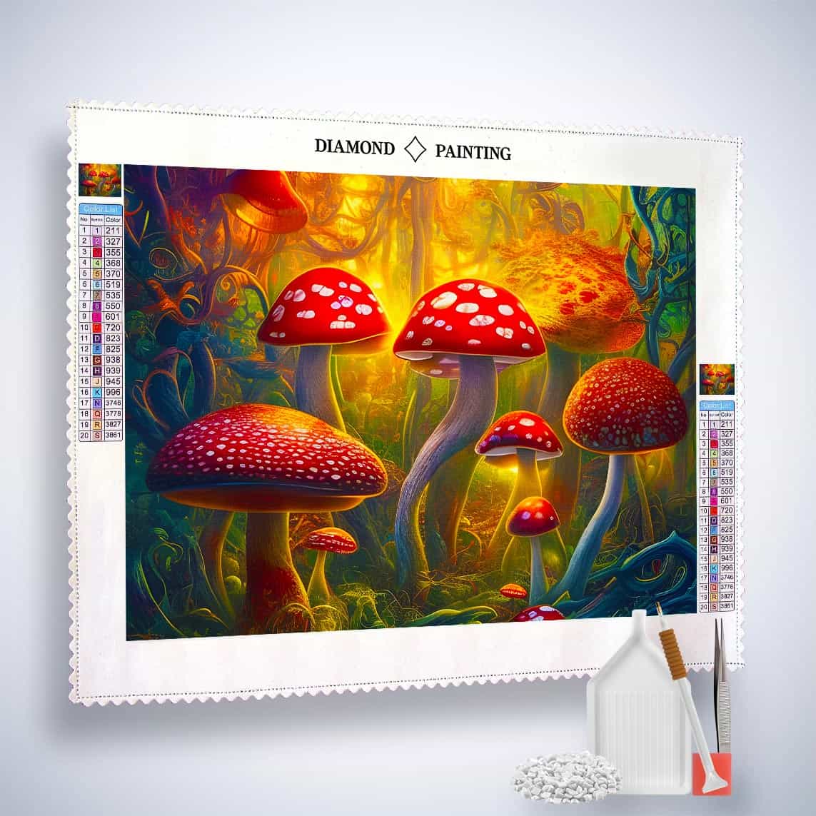 Diamond Painting - Fliegenpilzfamilie - gedruckt in Ultra-HD - Horizontal, Küche, Neu eingetroffen, Pilze, Wald
