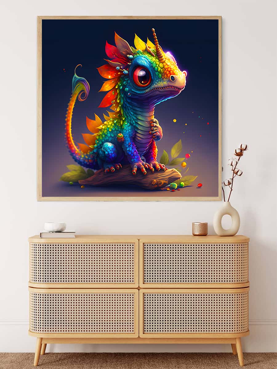 AB Diamond Painting - Regenbogen Drache - gedruckt in Ultra-HD - AB Diamond, Drache, Fantasy, Neu eingetroffen, Quadratisch