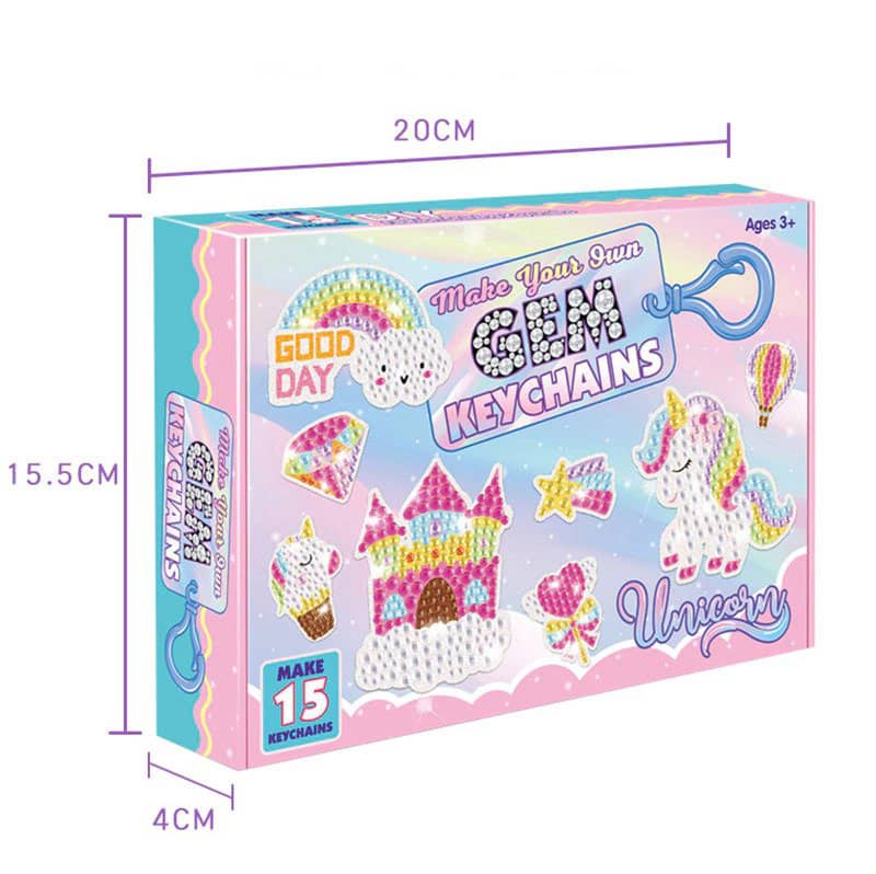 Diamond Painting Schlüsselanhänger - Einhorn, Box - gedruckt in Ultra-HD - anhänger, zubehör