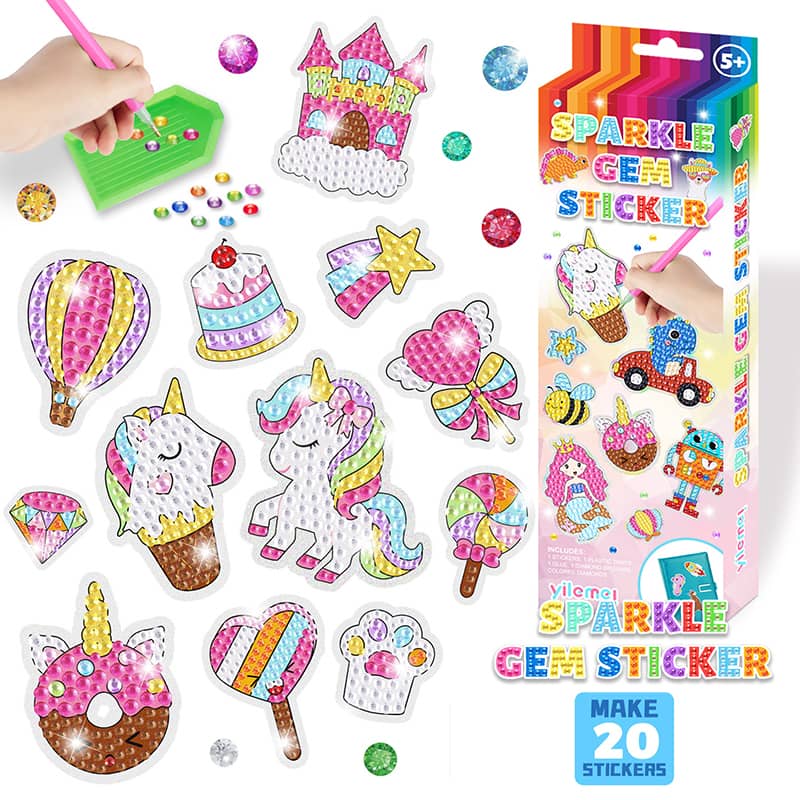 Diamond Painting Sticker - Einhorn, Set - gedruckt in Ultra-HD - sticker, zubehör
