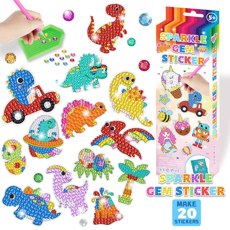 Diamond Painting Sticker - Dinosaurier, Set - gedruckt in Ultra-HD - sticker, zubehör