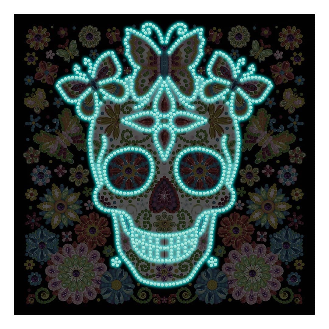 Diamond Painting Nachtleuchtend - Schmetterlinge mit Totenkopf - gedruckt in Ultra-HD - Nachtleuchtend, quadratisch, Schmetterling, Tiere