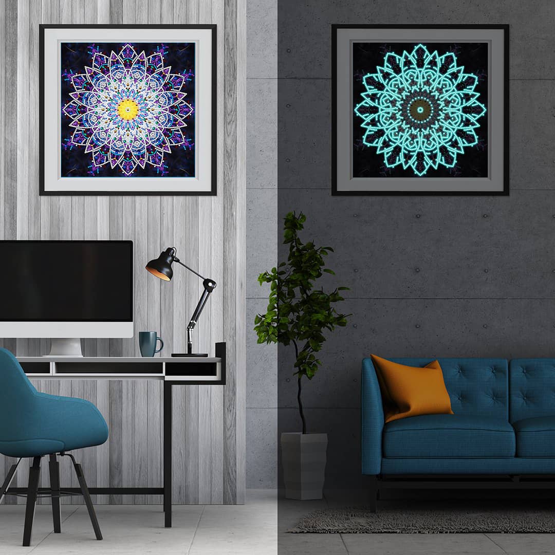 Diamond Painting Nachtleuchtend - Feines Mandala - gedruckt in Ultra-HD - Mandala, Nachtleuchtend, quadratisch