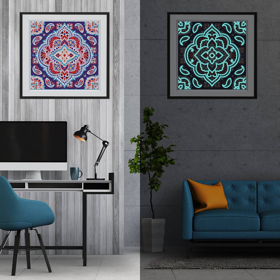 Diamond Painting Nachtleuchtend - Mustermandala - gedruckt in Ultra-HD - Mandala, Nachtleuchtend, quadratisch