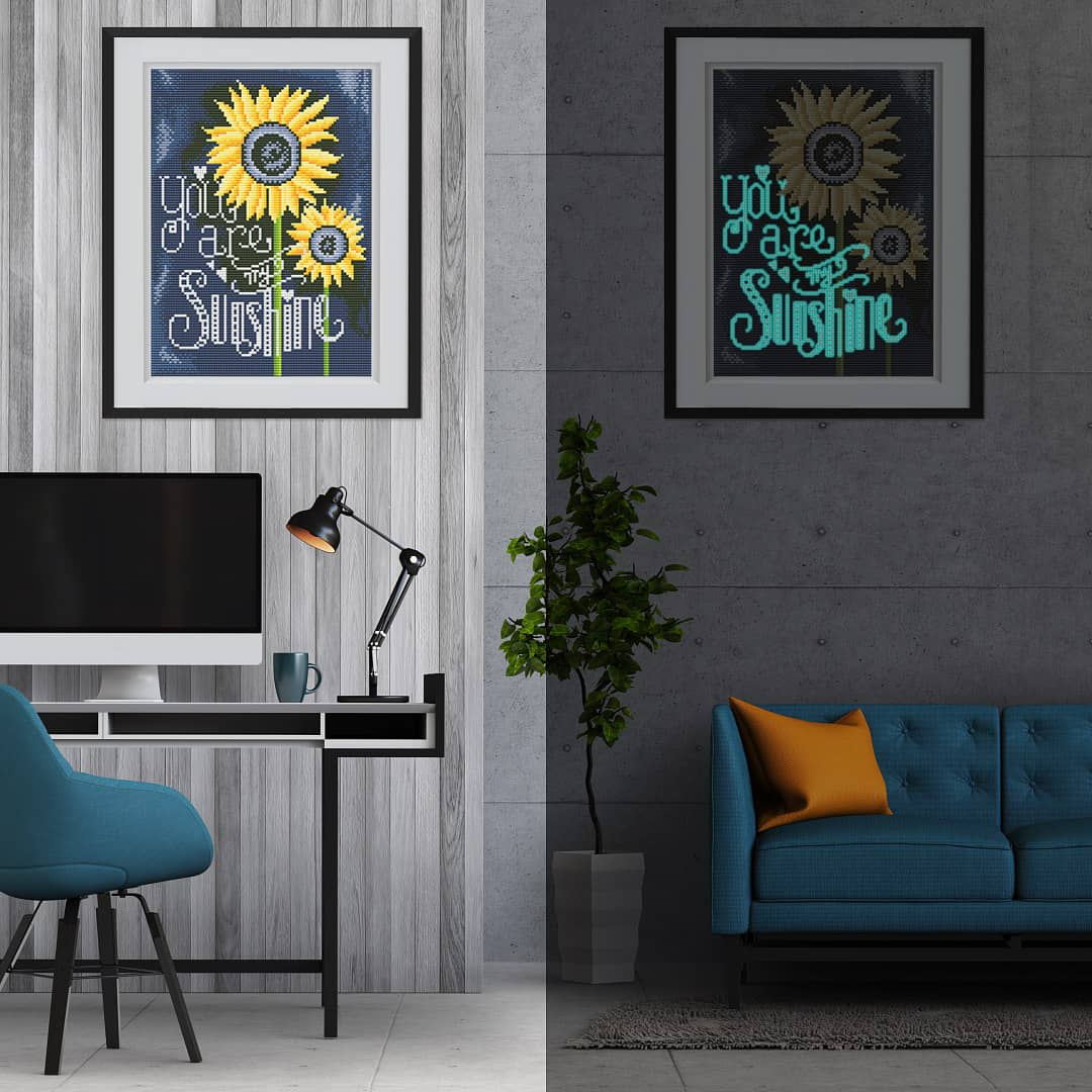 Diamond Painting Nachtleuchtend - You are my Sunshine, Sonnenblumen - gedruckt in Ultra-HD - Blumen, Nachtleuchtend, Sonnenblume, Sprüche, Vertikal