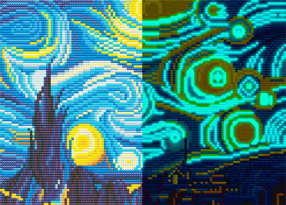 Diamond Painting Nachtleuchtend - Nachthimmel, Van Gogh Style - gedruckt in Ultra-HD - Bekannte Künstler, horizontal, Nachtleuchtend