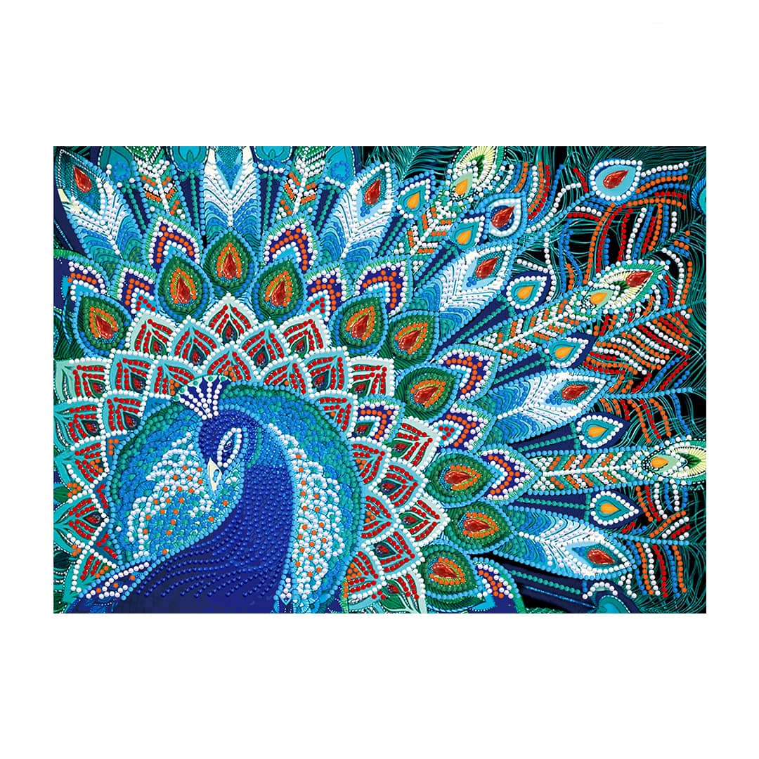 Diamond Painting Nachtleuchtend - Pfau in Blau - gedruckt in Ultra-HD - horizontal, Nachtleuchtend, Pfau, Tiere