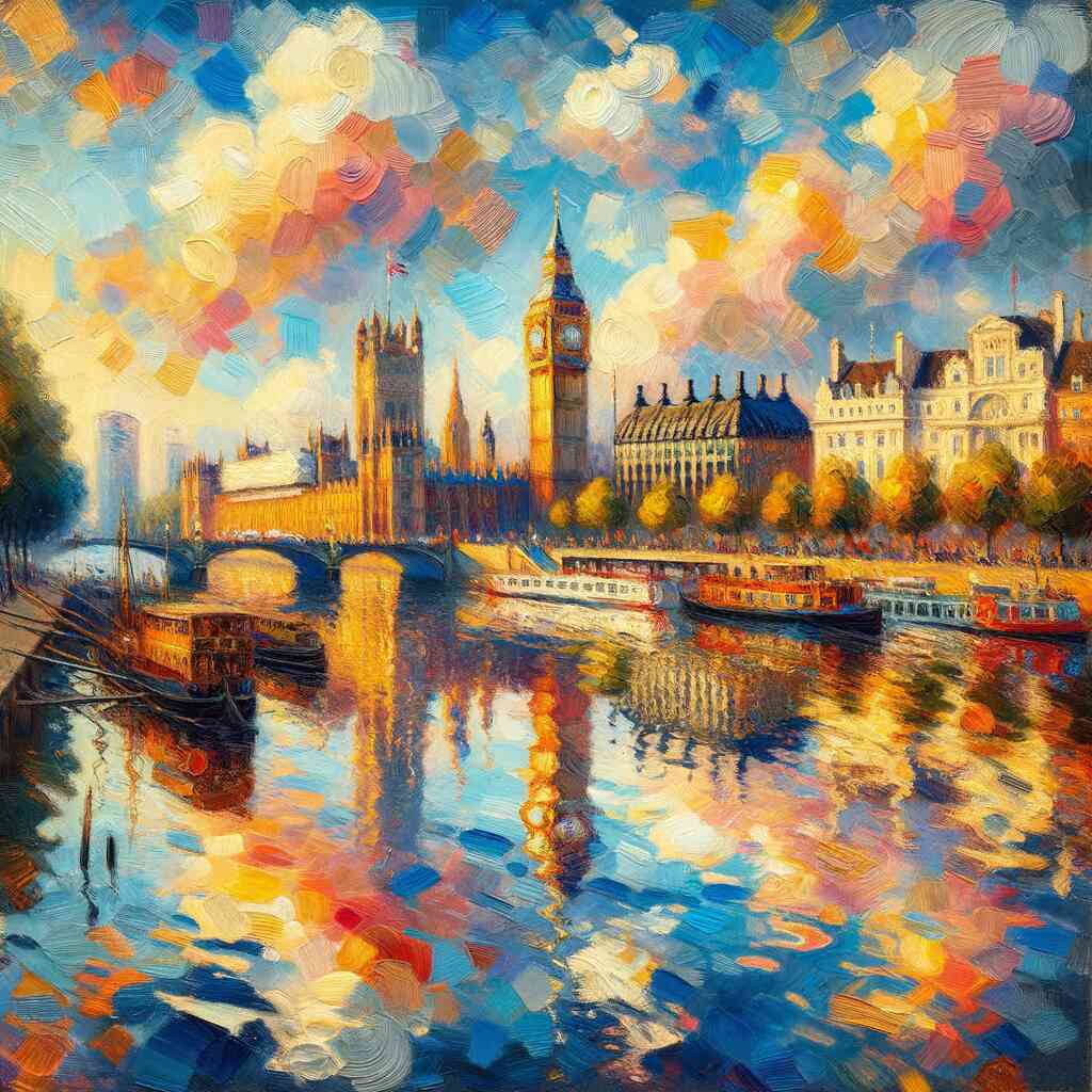 Diamond Painting - Fluss der Farben: London in Abendglut
