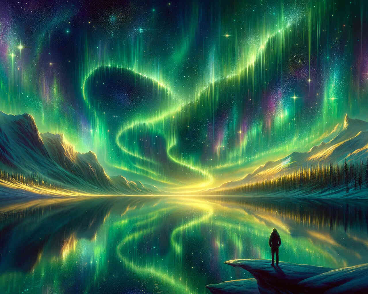 Diamond Painting - Polarlichter in Grün