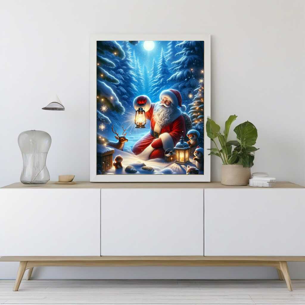 Diamond Painting - Weihnachtsmann im Laternenschein
